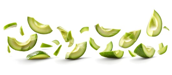 Thinly sliced pieces avocado. Vector seamless background. Avocado Slices Pattern
Fresh Avocado Vector Background