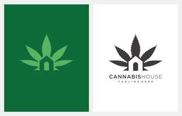Cannabis Marijuana Green House logo design