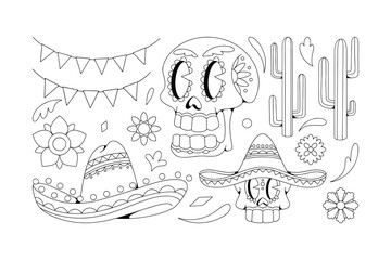 Fototapeta premium Retro Cinco De Mayo Illustration Collection