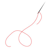 Sewing needle with thread linear icon. Thin line illustration. Tailoring. Contour symbol. Used in web , templates . Isolated on white background in eps 10.