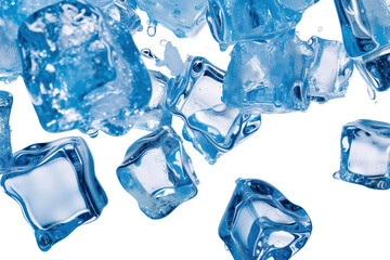 Obraz premium A bunch of ice cubes are floating in the air