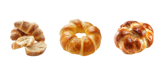 Croissant bread closeup isolated