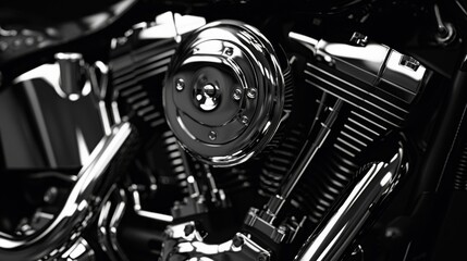 Motorcycle engine. Motor and mechanism closeup