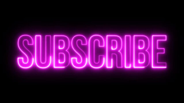 Like Comment Subscribe Blue Purple Pink Glow Neon Text Animation on Black Background. Modern Light Design. 4K UHD
