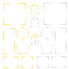 Glow and silver shiny frames set isolated on transparent background png, fashion borders with magic sparkles vip