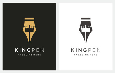 King Pen Writer Author logo vector crown symbol