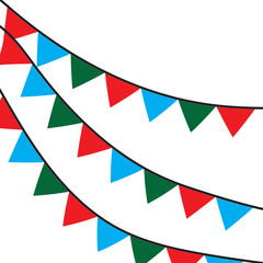 Carnival garland with flags. Festive multicolored buntings for holiday design. 