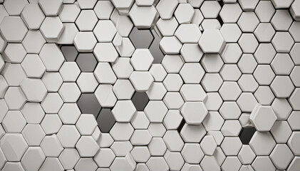 White gray modern tile mirror made of hexagonal tiles texture 
