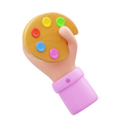 3D Illustration Hand Holding a Color Palette