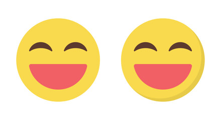 Fototapeta premium Laughing emoji icon with closed eyes in flat style. Laugh emoticon sign symbol