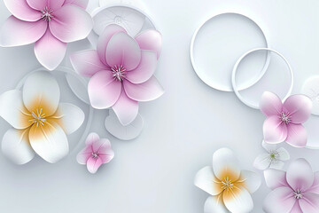 3d Flowers background with circle wallpaper for walls