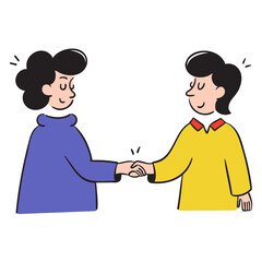 two businessman shaking hands illustration