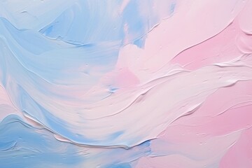 Obraz premium Art oil and acrylic smear blot canvas painting stucco wall. Abstract texture pink, blue, white color stain brushstroke relief grain texture background. High quality photo