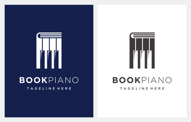 Piano Keyboard Music Book logo design icon vector