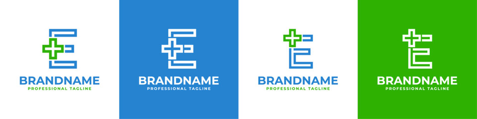 Fototapeta premium Letter E Medical Cross Modern Logo, suitable for business related to Medical Cross or Pharmacy with E initial
