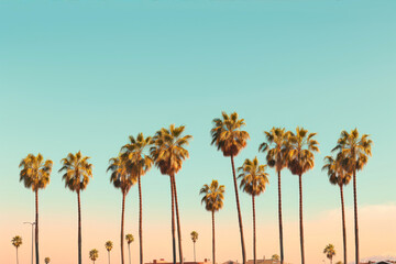 Palm trees on a background of the blue sky and the sun