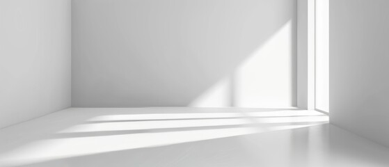 empty white room with sung light coming in from the window, perfect for a product showcase