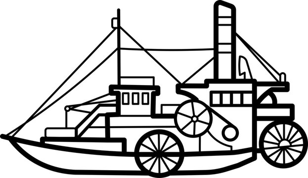 recommend clip art: Steamboat Outline Illustration