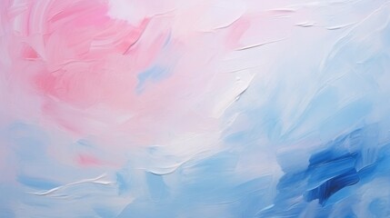 Fototapeta premium Art oil and acrylic smear blot canvas painting stucco wall. Abstract texture pink, blue, white color stain brushstroke relief grain texture background. High quality photo