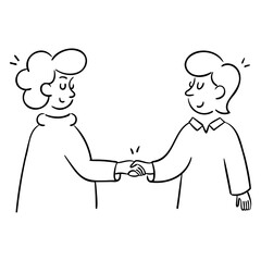 two businessman shaking hands illustration