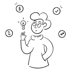 entrepreneur gets a business idea illustration