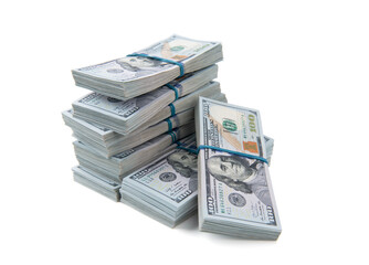 New design dollar bundles isolated on white background.