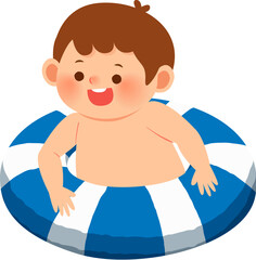 Shirtless Boy In Swim Ring
