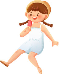 Girl Eating Ice Pop In Summer