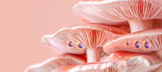 Oyster mushroom pleurotus ostreatus displayed on a gentle pastel colored background