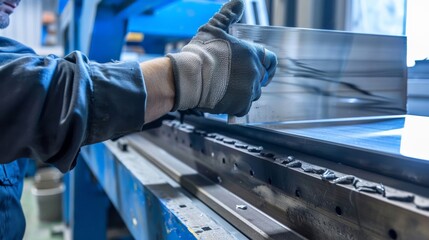 Fabricator cutting and shaping metal sheets for fabrication