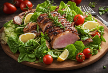 tasty meat with salad