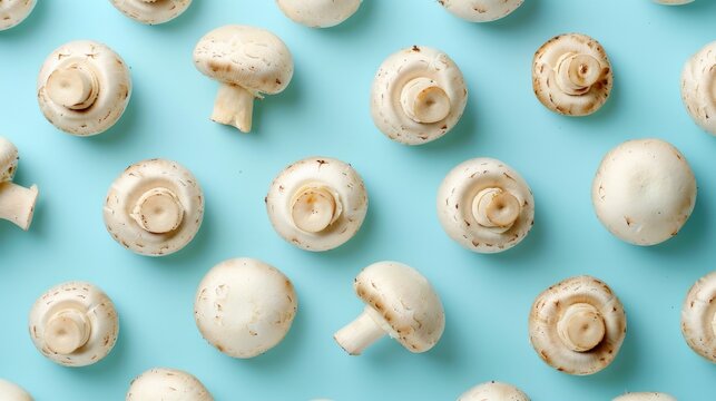 Cremini mushroom agaricus bisporus on pastel colored background   nature s beauty