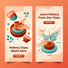 Pottery banners in flat design - 786076211