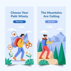 Hiking banners in flat design - 786076234