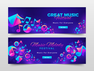 Music banners in gradient style
