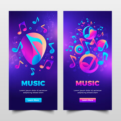 Music banner templates in gradient style