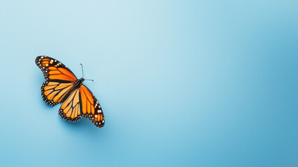 A stunning image capturing the brilliant orange and black patterns of a Monarch butterfly set...