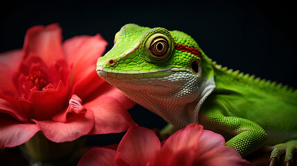 Maned forest lizard in black background