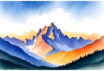 Watercolor-Painting-Serene-Mountain-Range-At-Sunse (6)