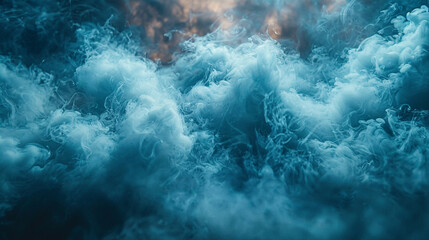 Large Amount of Blue Smoke Floating in the Air - obrazy, fototapety, plakaty