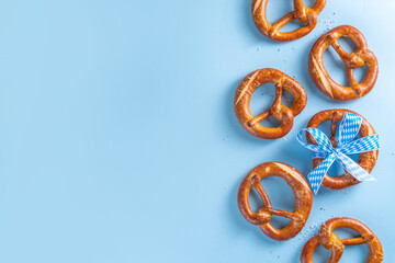 Oktoberfest background with bavarian pretzels
