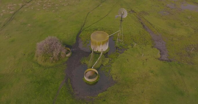 Drone circling around water tank