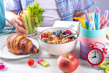 School kids healthy morning breakfast