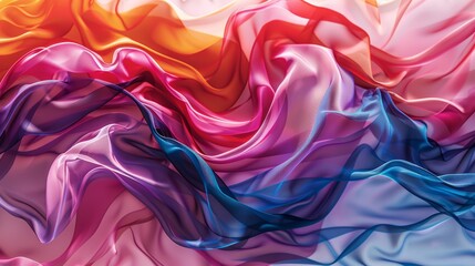 A flowing gradient of rainbow-colored silk. - obrazy, fototapety, plakaty