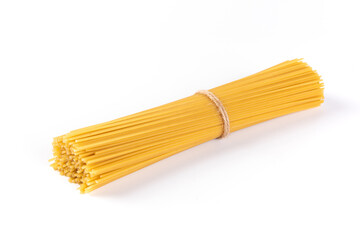 Raw dry spaghetti italian pasta isolated on white background. 