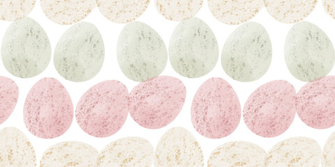 Cute illustration with colorful Easter eggs with watercolor texture, spring banner