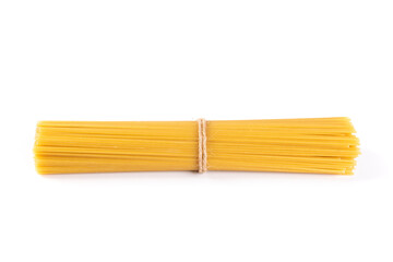 Raw dry spaghetti italian pasta isolated on white background. 