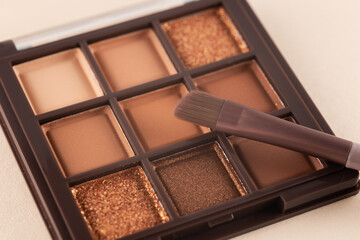 Make-up palette yey shadows cosmetics with brush. beauty product