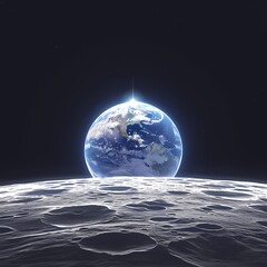 A Stunning View of Our Home Planet: Earth Shining from the Moon's Surface