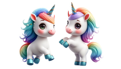 Two Unicorns With Rainbow Hair